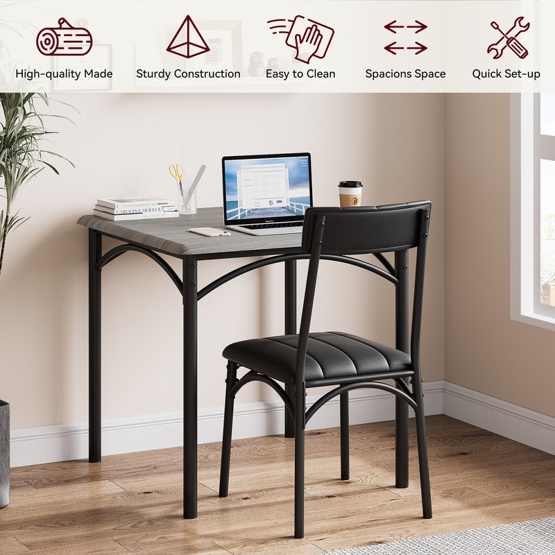Space-Saving Dining Table and Chairs Set, Small Apartment Kitchen Furniture 3PCS gallery