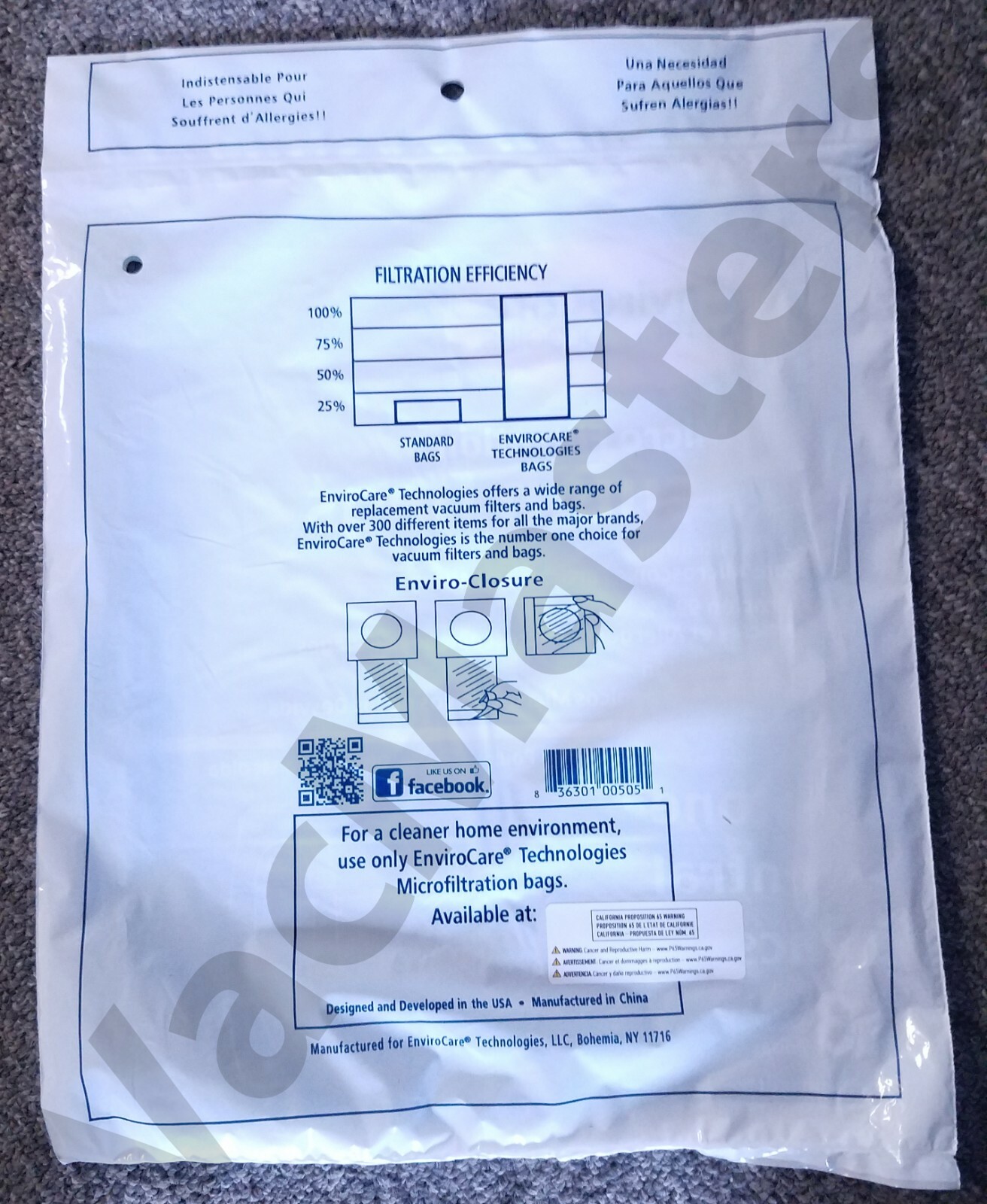 EnviroCare Tech 505 Micro Filtration vacuum bags 3/pk, Nutone 391 CV power units gallery