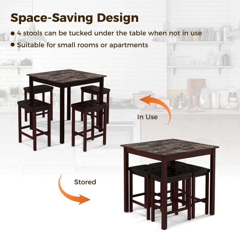 Dining Table Set for 4, Kitchen Table Chairs Set of 4, Counter Height Dining ... gallery