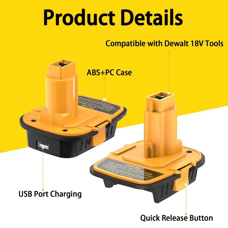 DM18D Battery Adapter Converter with USB Port for Dewalt 18V Tools (Only Tool) gallery