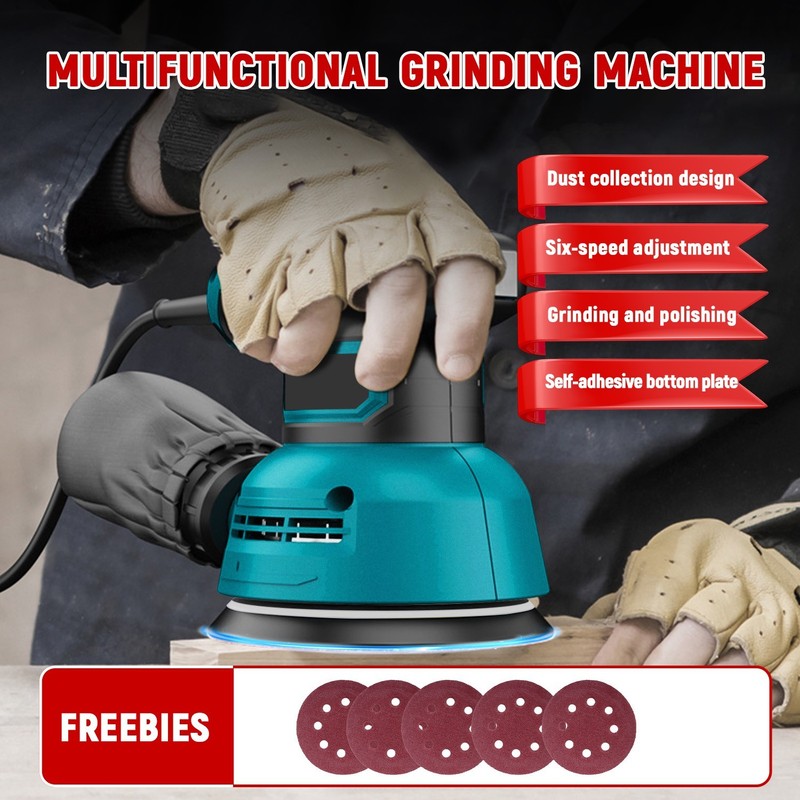 6 Speed Adjustable Electric Eccentric Sander with Dust Collection 360° Rotation gallery
