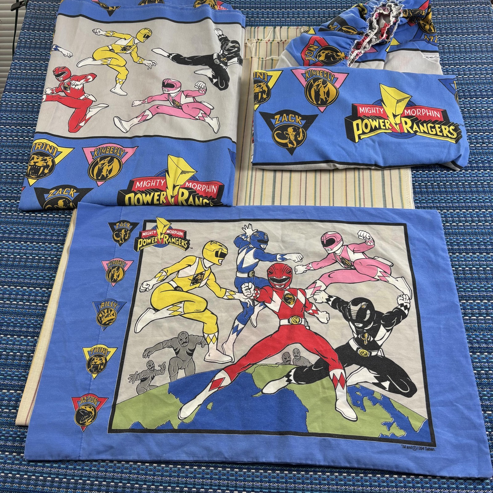 Vintage Mighty Morphin Power Rangers Twin Sheets Complete Set Anime Saban 1994 gallery