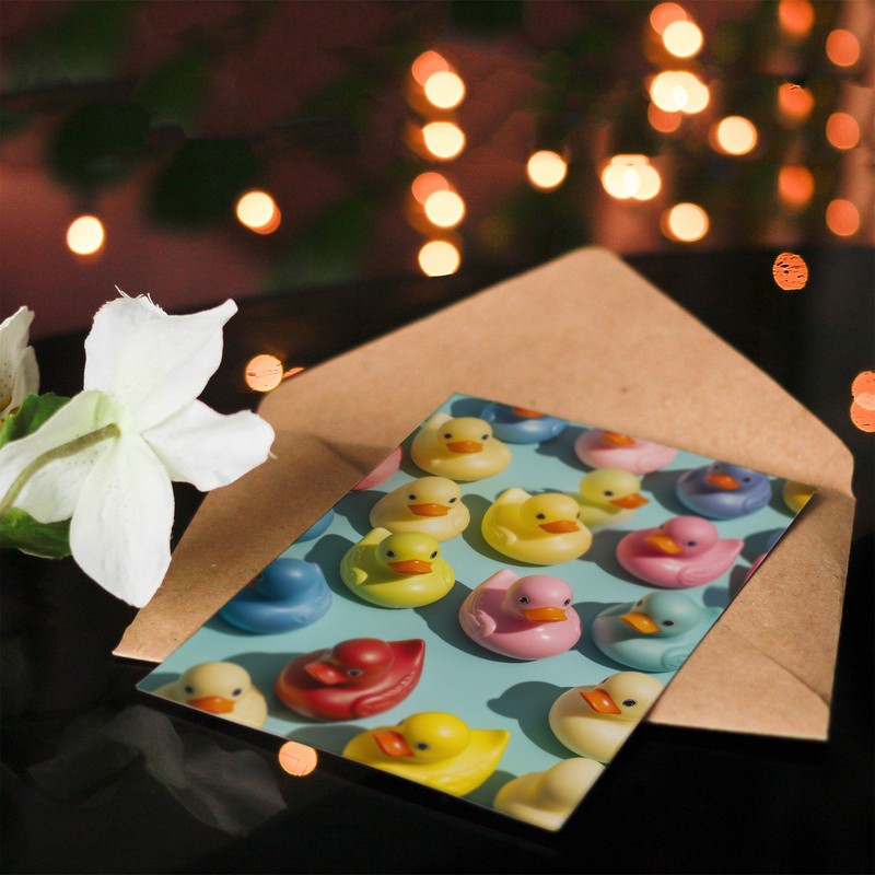 Rubber Ducks Ducky Colourful Pattern Modern Birthday Greeting Card gallery