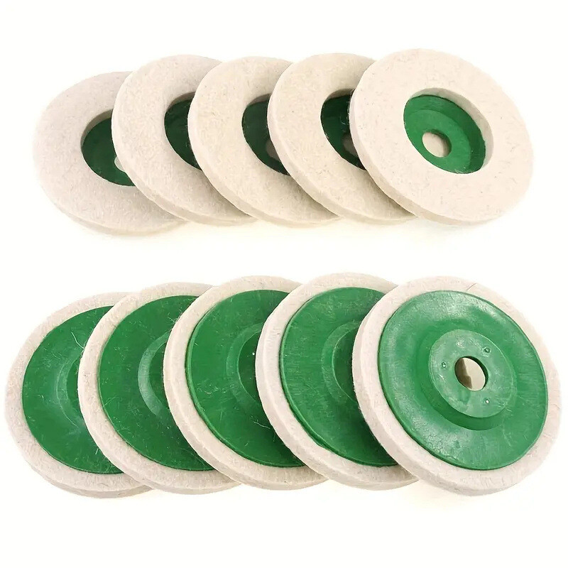 10Pcs 4" Wool Polishing Discs Finishing Wheel Buffing Pads for 100 Angle Grinder gallery