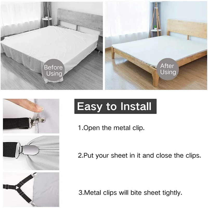 4-20x Triangle Fitted Sheet Strap Clips Grippers Mattress Bed Suspenders Holder gallery