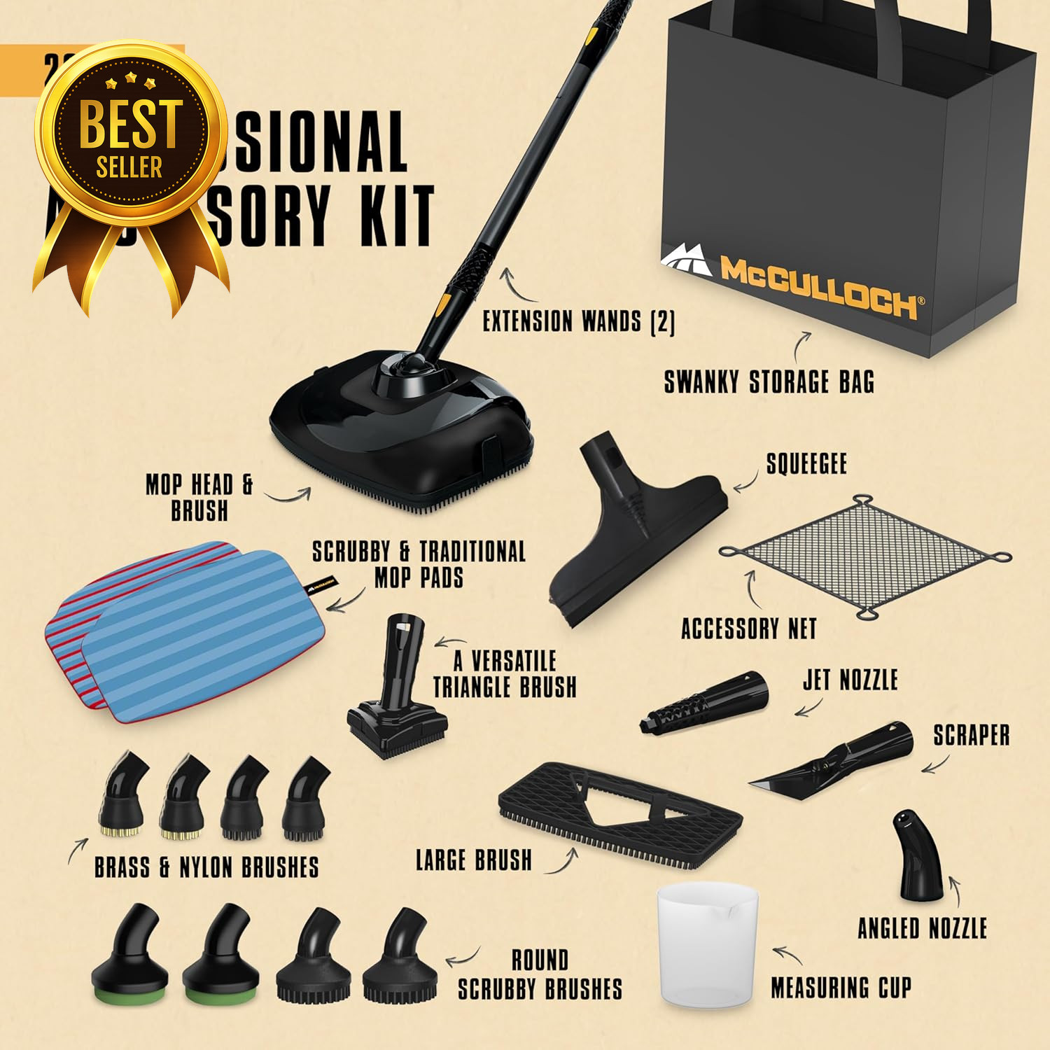 MC1385 Deluxe Canister Steam Cleaner 2 Hour Runtime Chemical Free Cleaning Machi gallery