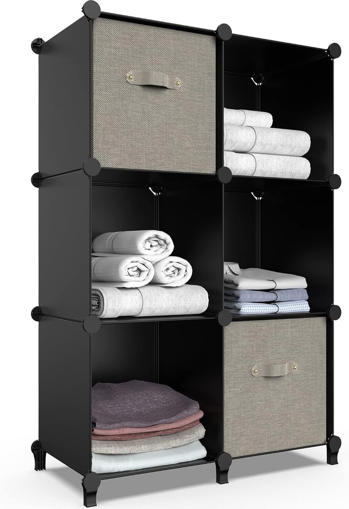 6-Cube Storage Organizer - Closet Shelf Bookcase Cabinets for Kids Home
