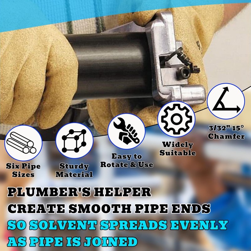 Pro PVC Plastic Pipe Deburring Tool for PVC, CPVC, ABS, PP, PE (1-1/4" to 4") gallery
