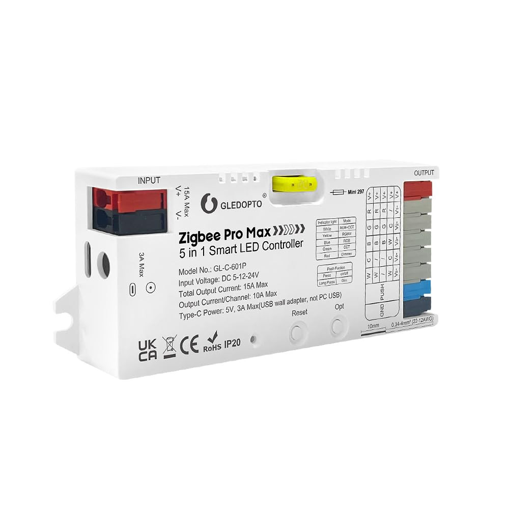 Zigbee 3.0 LED Strip Light Controller Pro Max 5 in 1 RGBCCT RGBW RGB CCT Dimmer