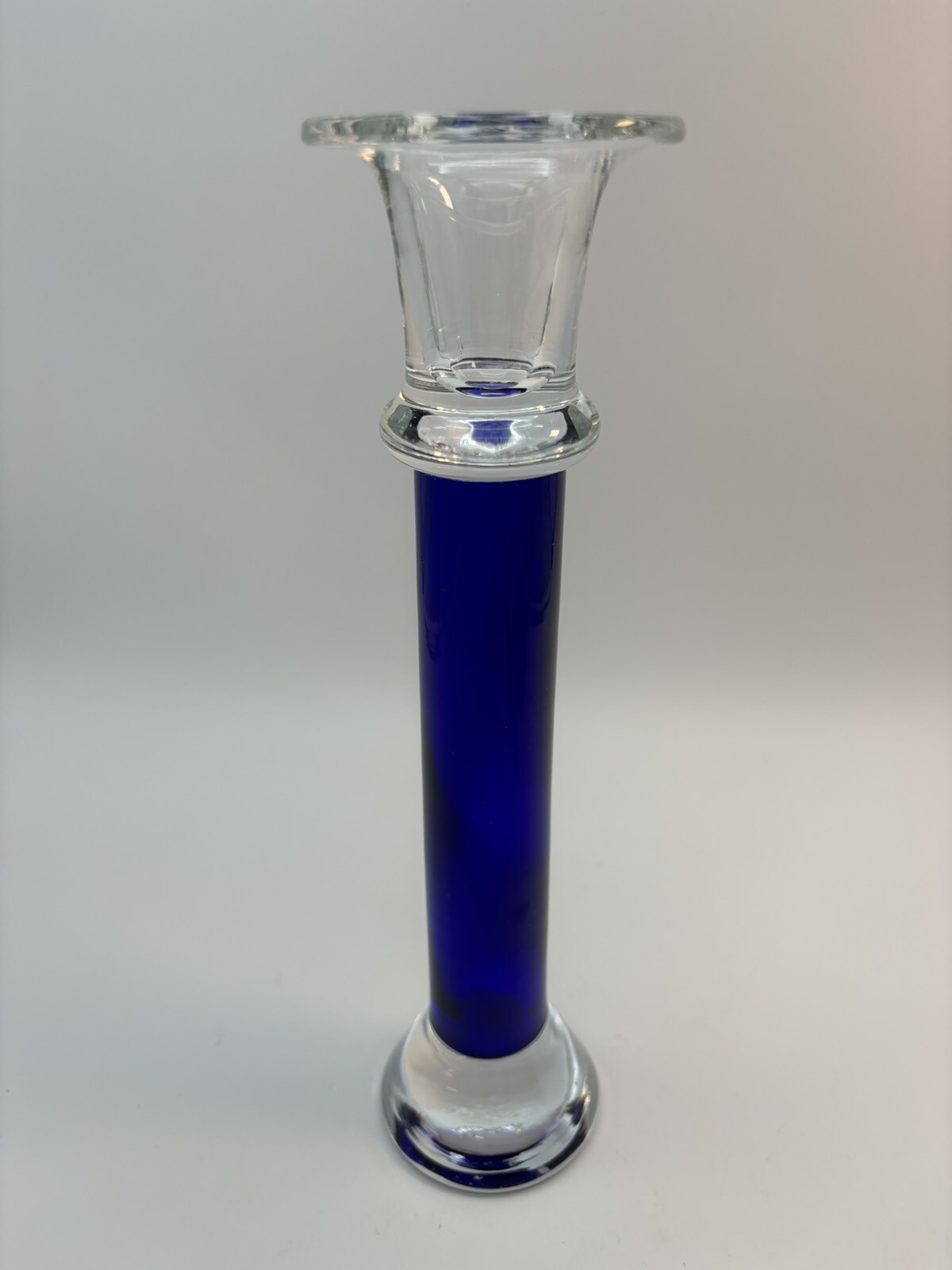 Crate & Barrel Candle Stick Holder Cobalt Blue Glass Taper 10 In. gallery