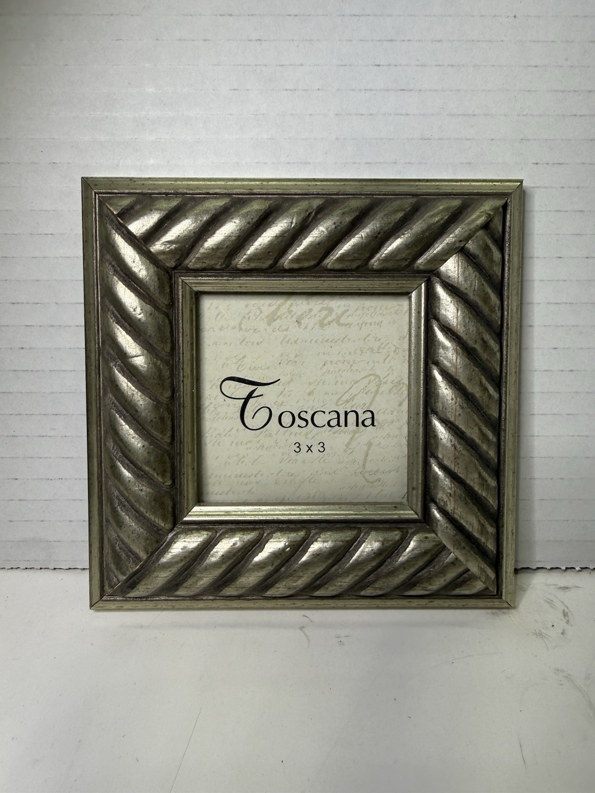 Toscana 3x3 Standing Photo Frame Silver Rear Loading Vintage gallery