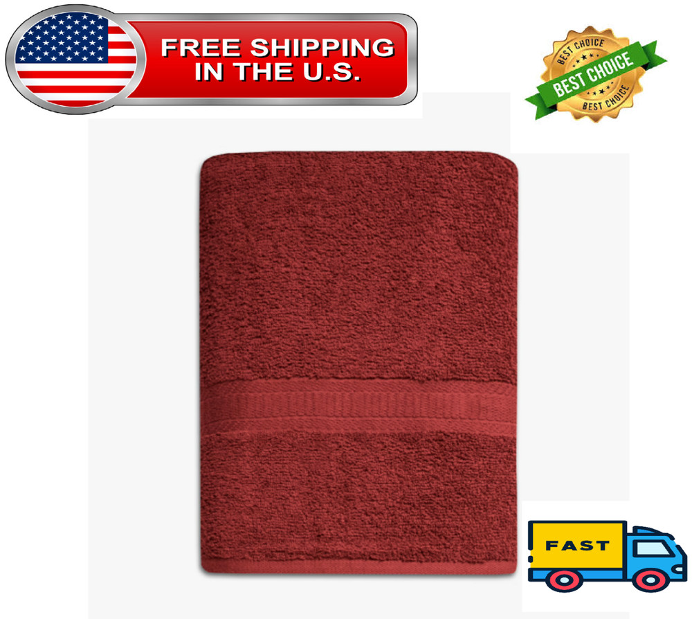 Mainstays Basic Bath Towel,Soft 100% Cotton and Highly Absorbent Bath Towel, Red
