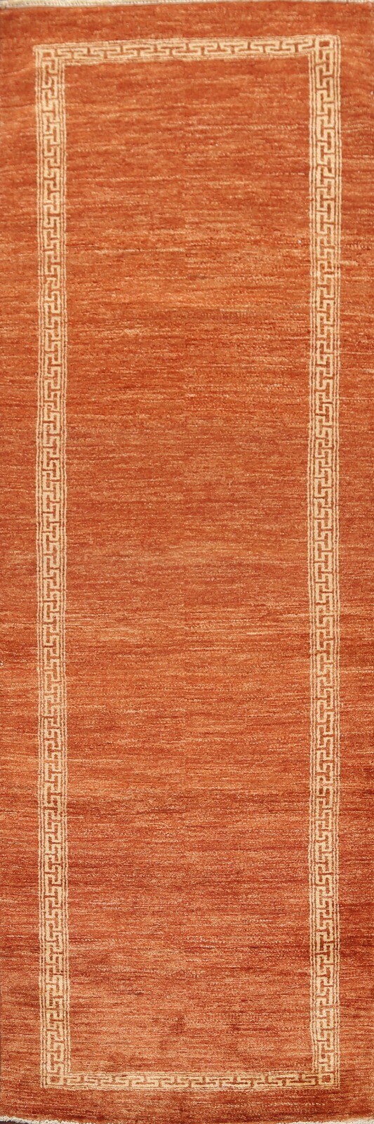 Bordered Gabbeh Kashkoli Oriental Runner Rug ORANGE Hand-knotted 2' 7" x 8' 11" gallery