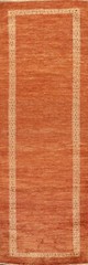 Bordered Gabbeh Kashkoli Oriental Runner Rug ORANGE Hand-knotted 2′ 7″ x 8′ 11″