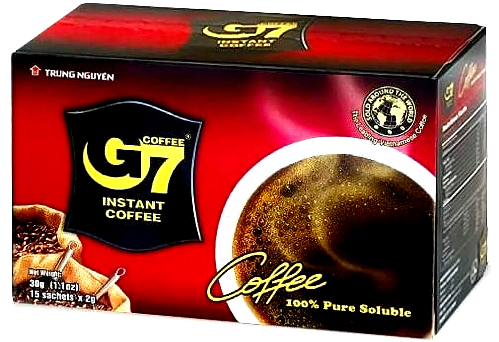 G7 100% Pure Black Instant Vietnamese Coffee 15 Sachets x 2g~Exp 12/15/2025 gallery