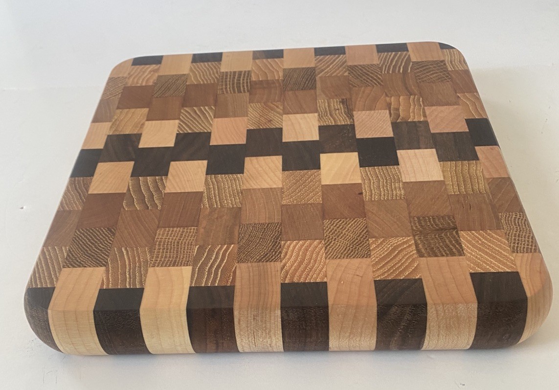 Handcrafted ~Mixed Hardwood Williamsburg ~ Cutting Board Charcuterieboard ~ 9X9 gallery