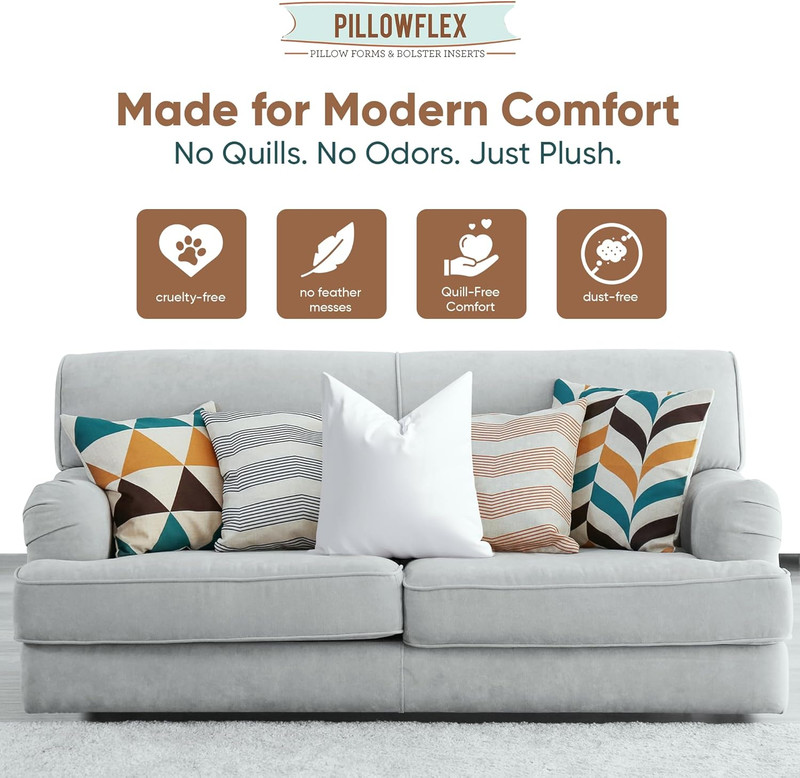 Pillowflex Synthetic down Pillow Insert - 22X22 down Alternative, Ultra Soft Lar gallery