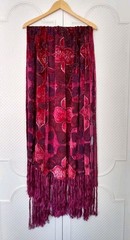 Kevin O’Brien Studio Throw Burnout Velvet fringe Arabesque style scarf shawl