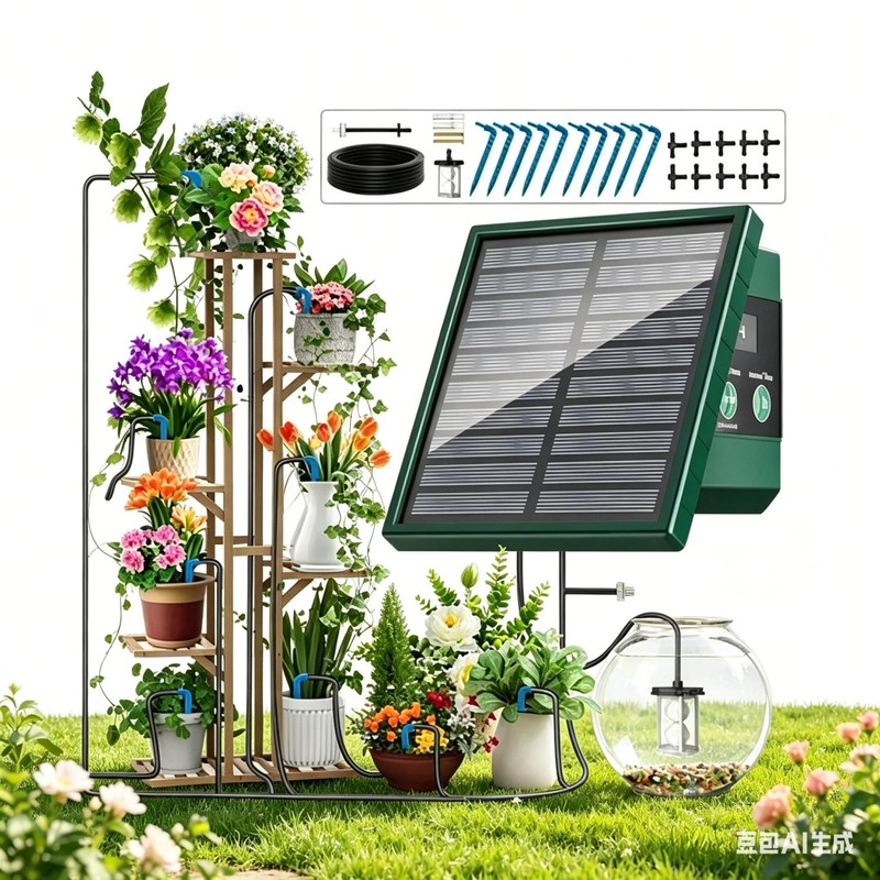 Solar Automatic Watering Kit for Garden Automatic Drip Pipe Watering Garden NB gallery