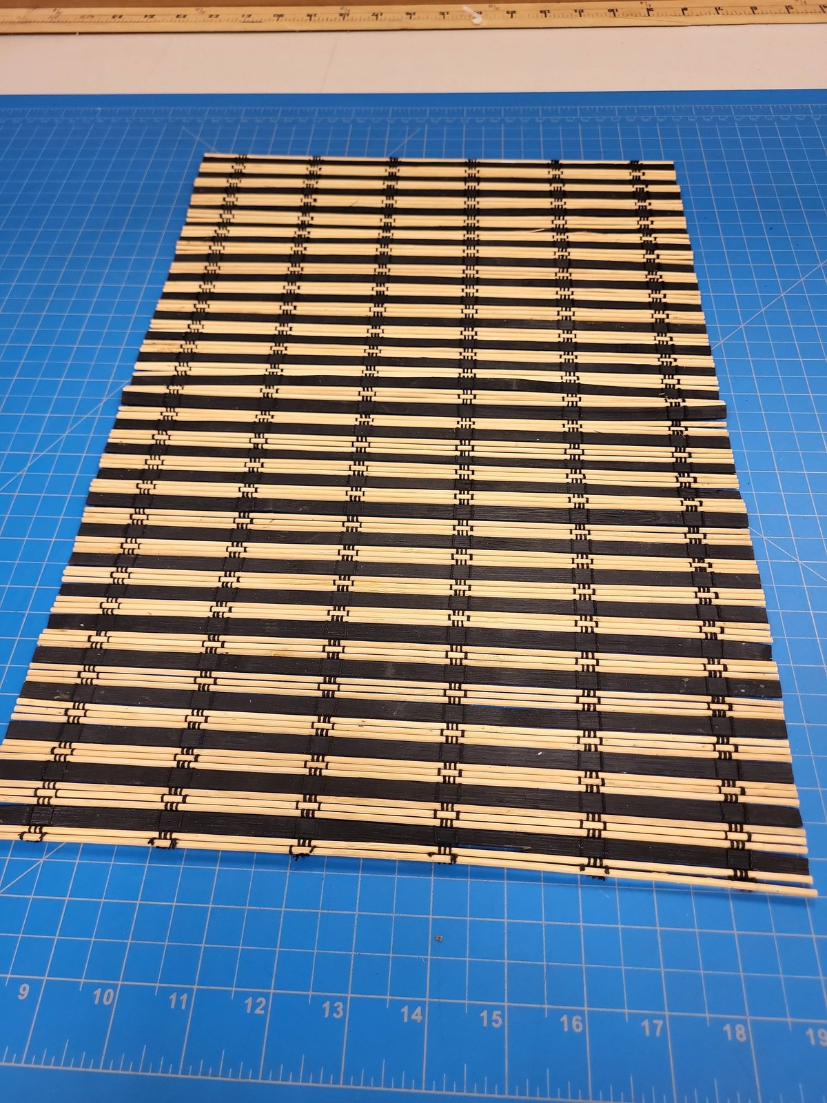 Natural Bamboo Matchstick Blind Window Shade Black Striped Small Mat 18x12 Inch gallery