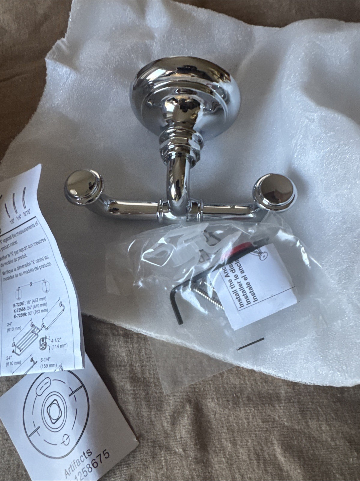 Kohler Artifacts Double Robe Hook, Polished Chrome - K-72572-CP gallery