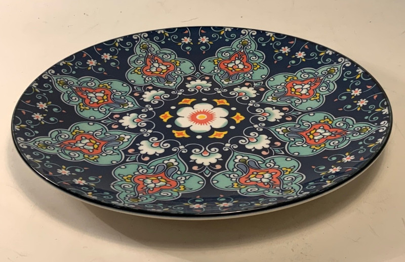 Set of 4 Mandala Pattern Boho Ceramic Plates 8.5 in. gallery