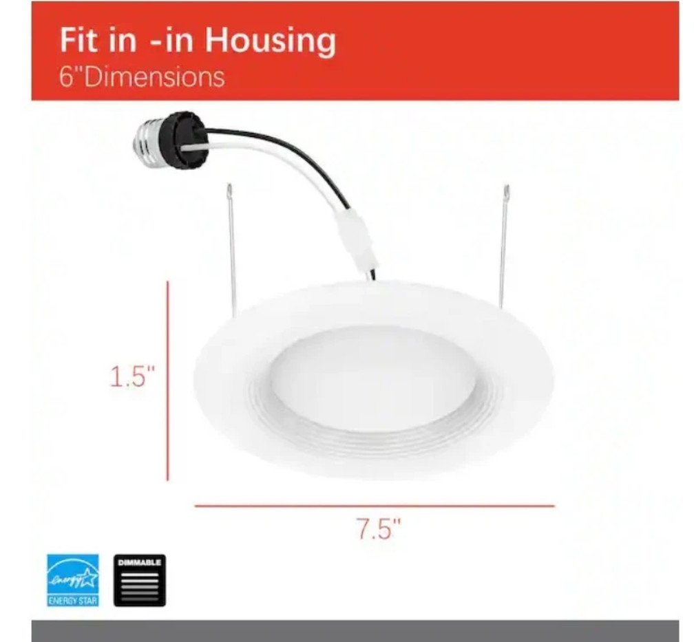EcoSmart 65W LED Downlight 4-Pack 5/6" Dimmable Bright White E26 NEW in Box gallery