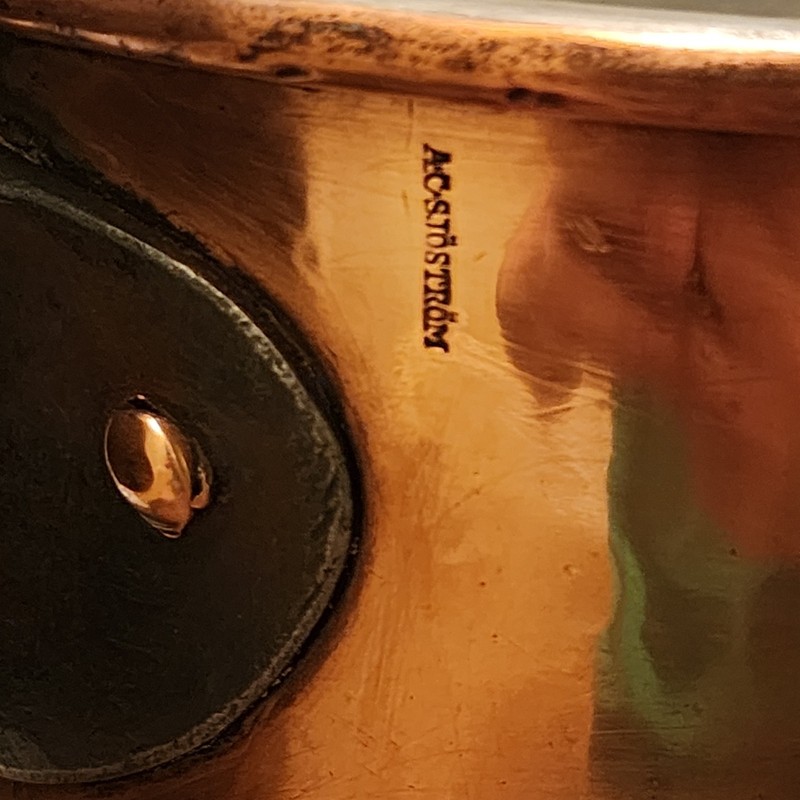 Oval Copper Braising-Roasting Pan Stamped AC Sjöström 39x29cm-15.375x11 inch 8lb gallery