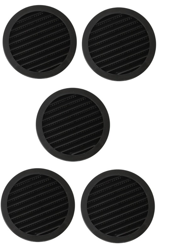 5" Black Round Plastic Louver Soffit Air Vent Reptile Screen Grille Cover gallery