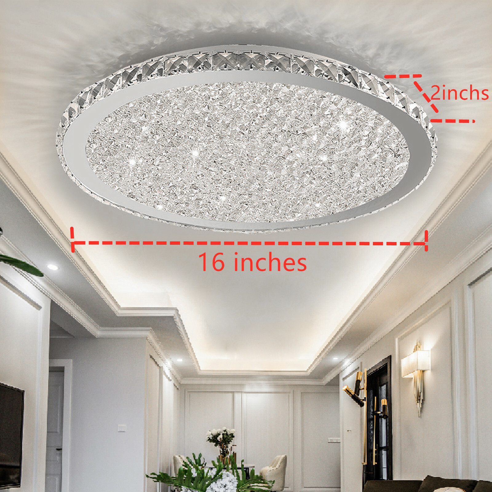 Modern Crystal LED Ceiling Light Fixture Pendant Lamp Flush Mount Chandelier 30W gallery