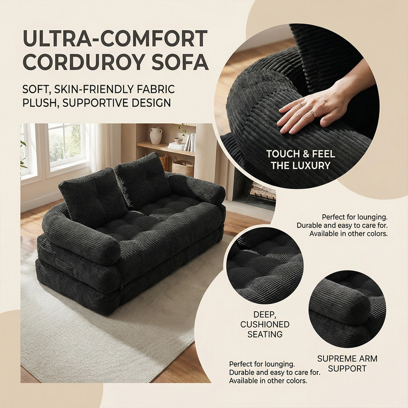 Folding Couch Sofa Bed,Convertible Floor Sofa Loveseat Compressed Boneless Sofa gallery