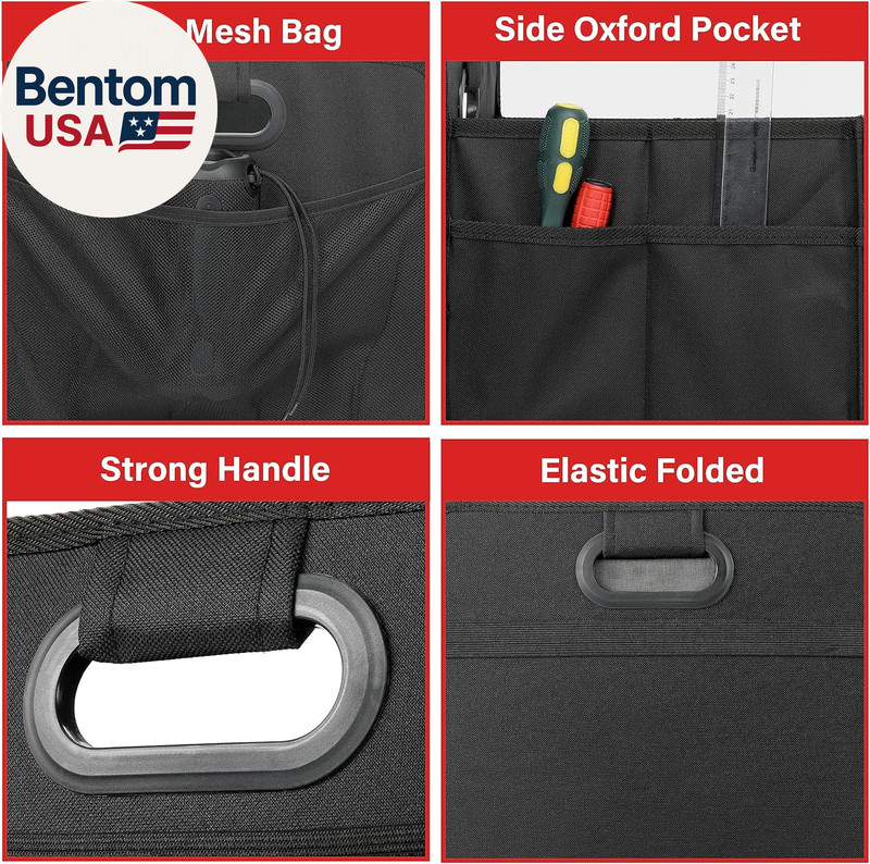 Car Trunk Organizer, 2 Compartments Collapsible Trunk Storage, Anti-Slip Design, gallery