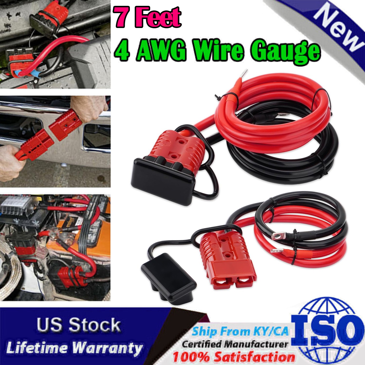 7 Feet & 175A Quick Disconnect Winch Power Cable 4 Gauge 4 AWG Copper Wiring US gallery