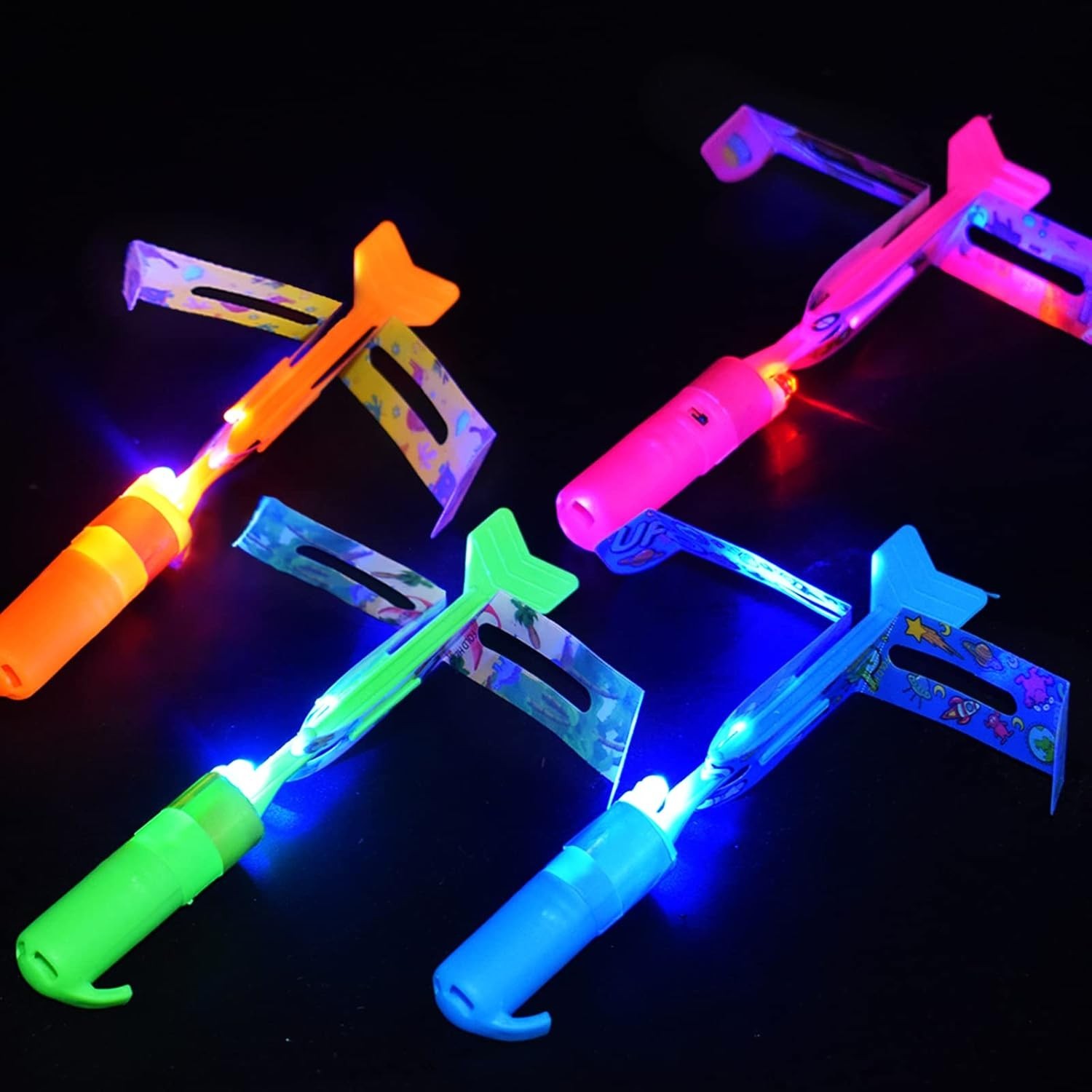 Rocket Slingshot Flying Toys with LED Lights - 12 Pcs Kids Outdoor Game with gallery