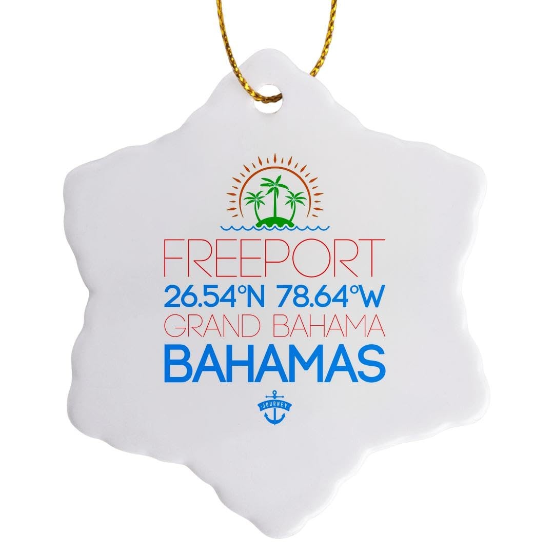 3dRose Freeport Bahamas Snowflake Ornament Travel Gift Souvenir 3-Inch gallery