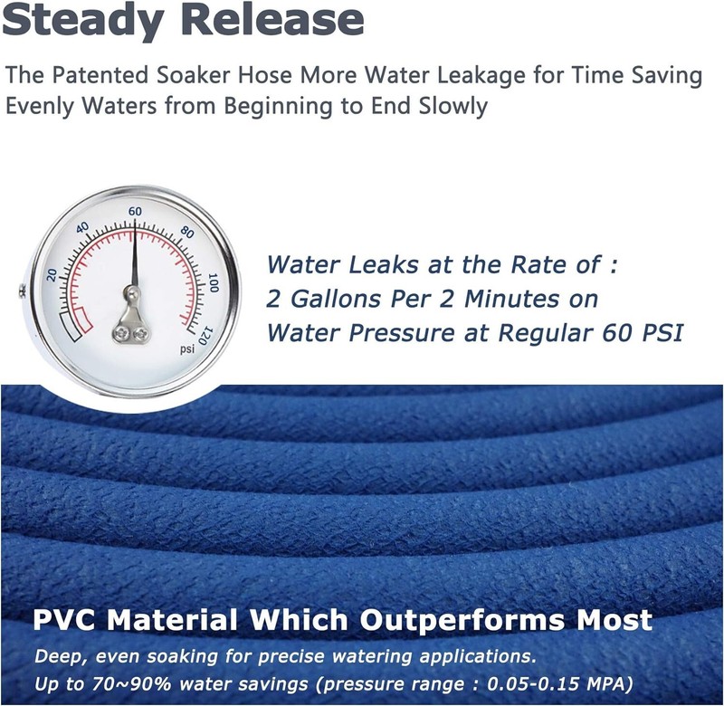 Water-Saving 25ft Flat Soaker Hose with Metal Connectors for Garden Efficiency gallery
