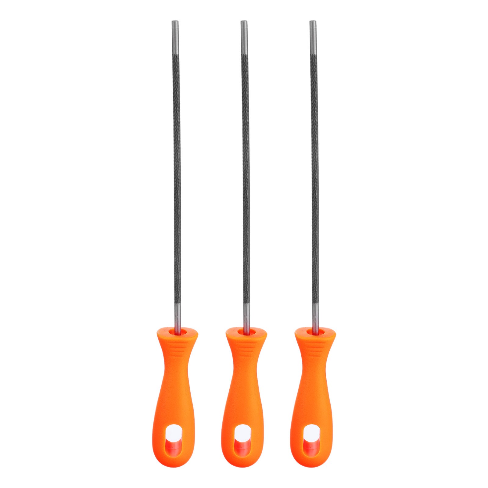 3pcs Chainsaw File 11/64" Chrome Steel Double Cut Round Rasp with Plastic Handle gallery