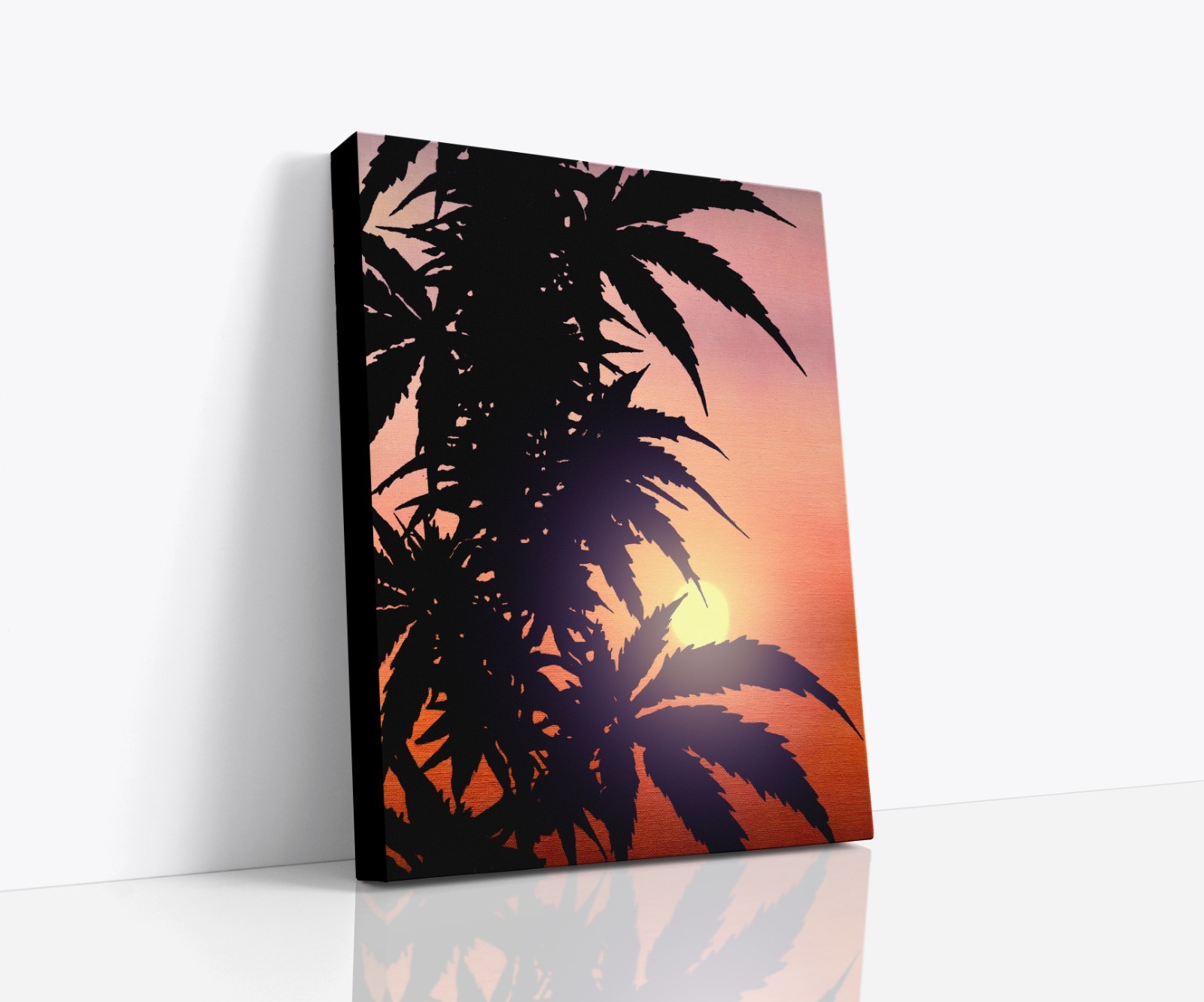 Cannabis Sunset Silhouette Art Print | Bold Marijuana Leaf Wall Decor Modern Art gallery