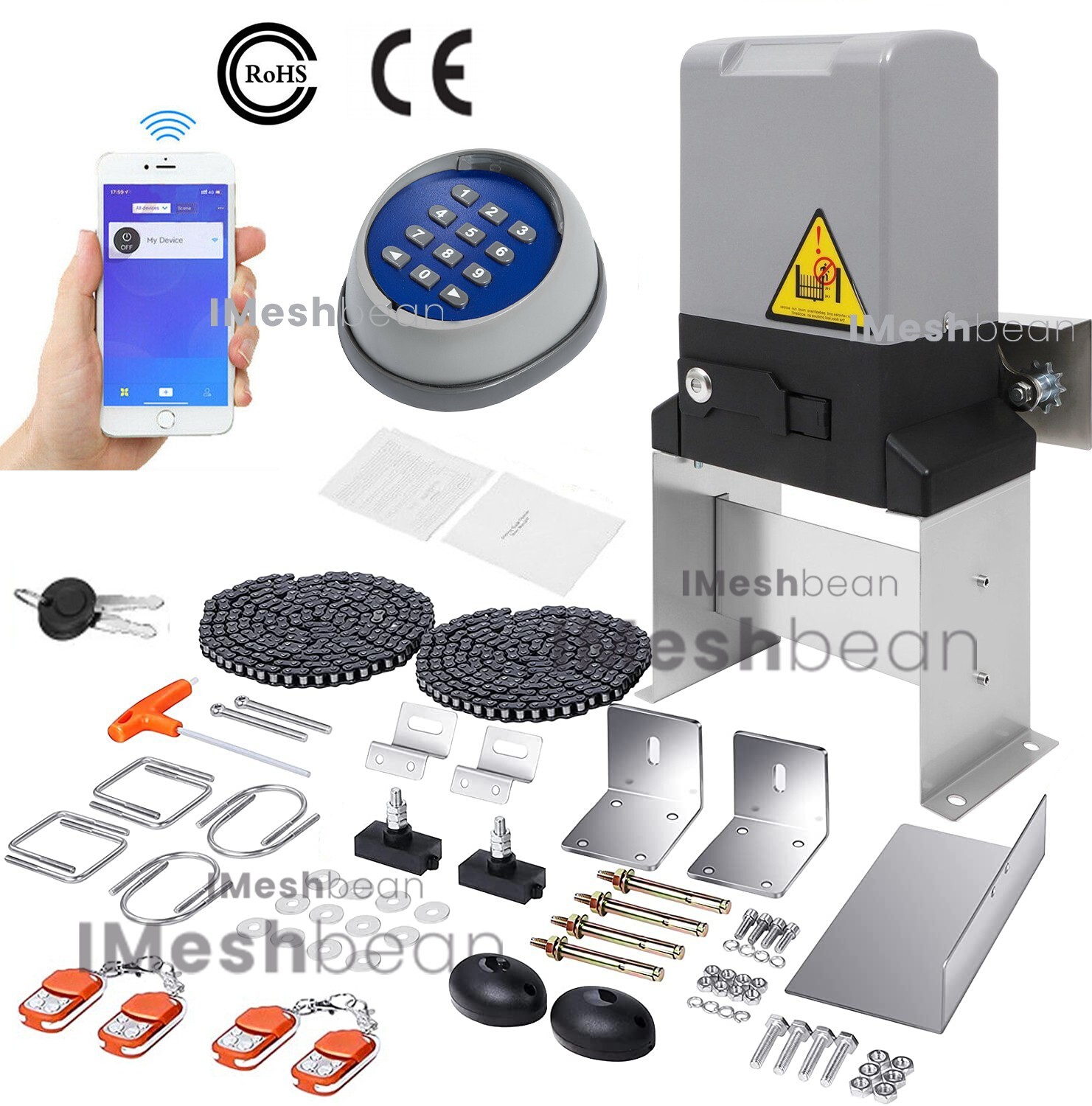 4400lbs Electric Automatic Sliding Gate Opener Motor APP+Keypad+4 Remote Control gallery