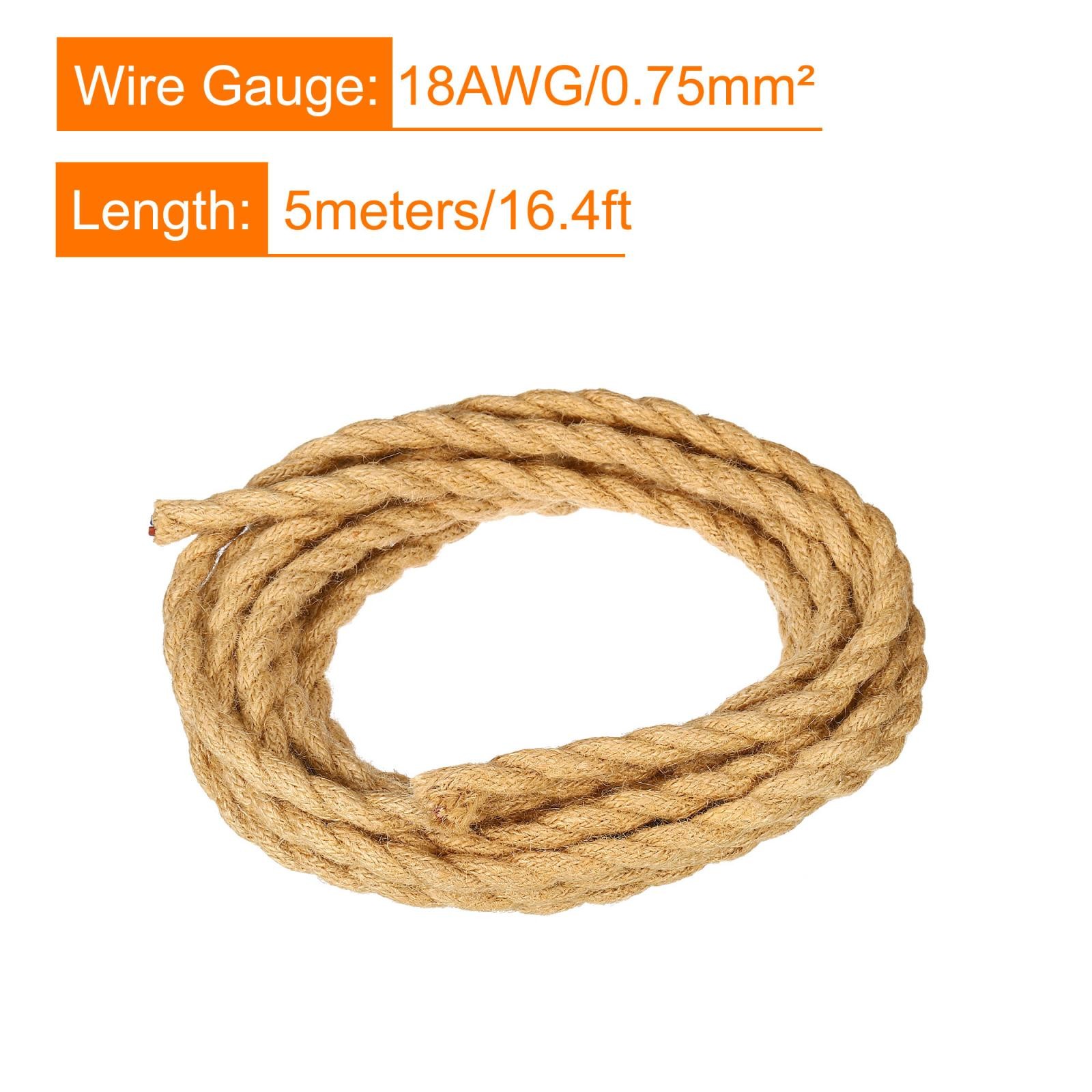 Twisted Cloth Covered Wire 2 Core 18AWG 5m/16.4ft,Electrical Cable,Khaki gallery