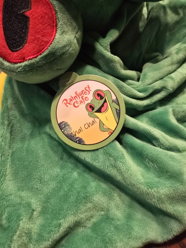 Rainforest Cafe Cha! Cha! Frog Character Blanket Green Yellow 28x39 New w/Tags gallery