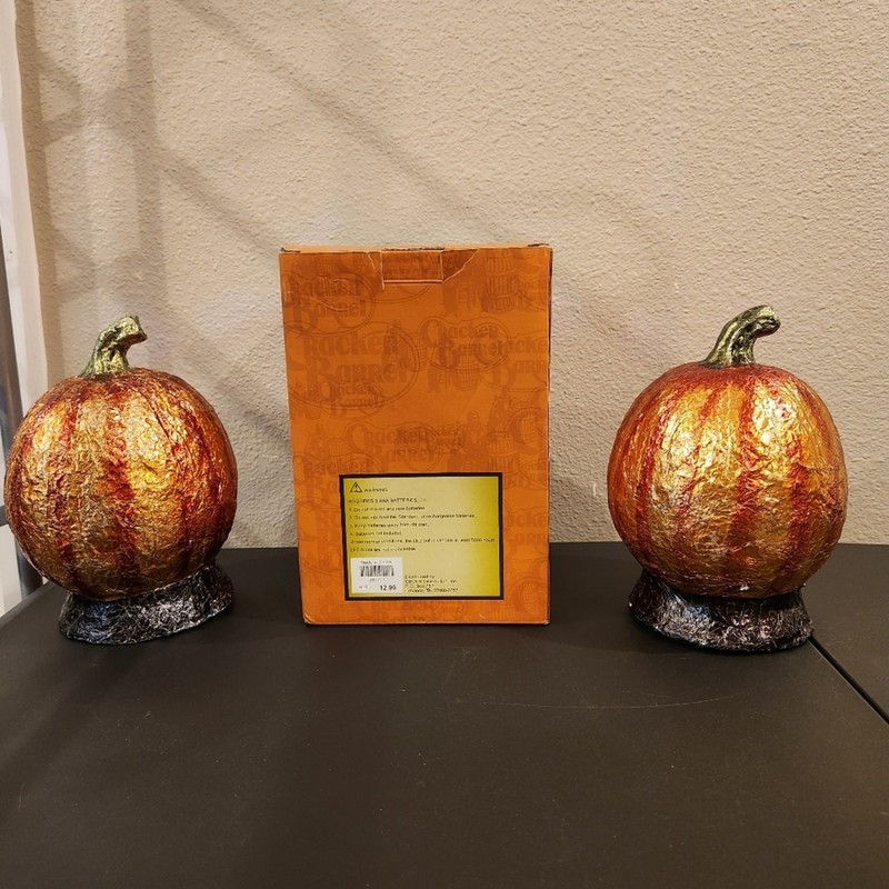 CRACKER BARREL MASQUERADE PARTY Light Up Halloween Jack O Lanterns FLAWED gallery