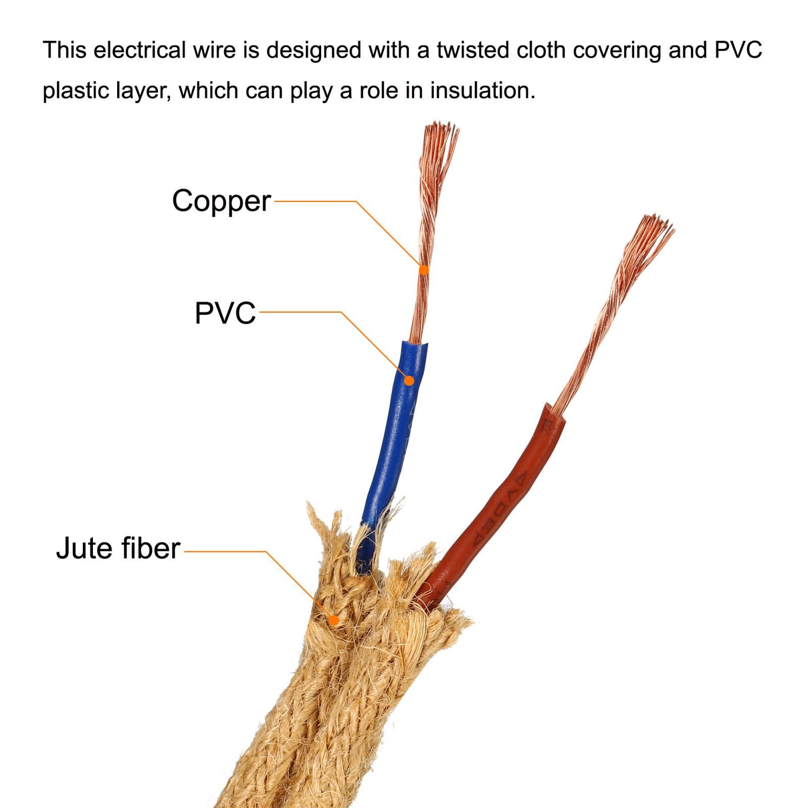 Twisted Cloth Covered Wire 2 Core 18AWG 5m/16.4ft,Electrical Cable,Khaki gallery