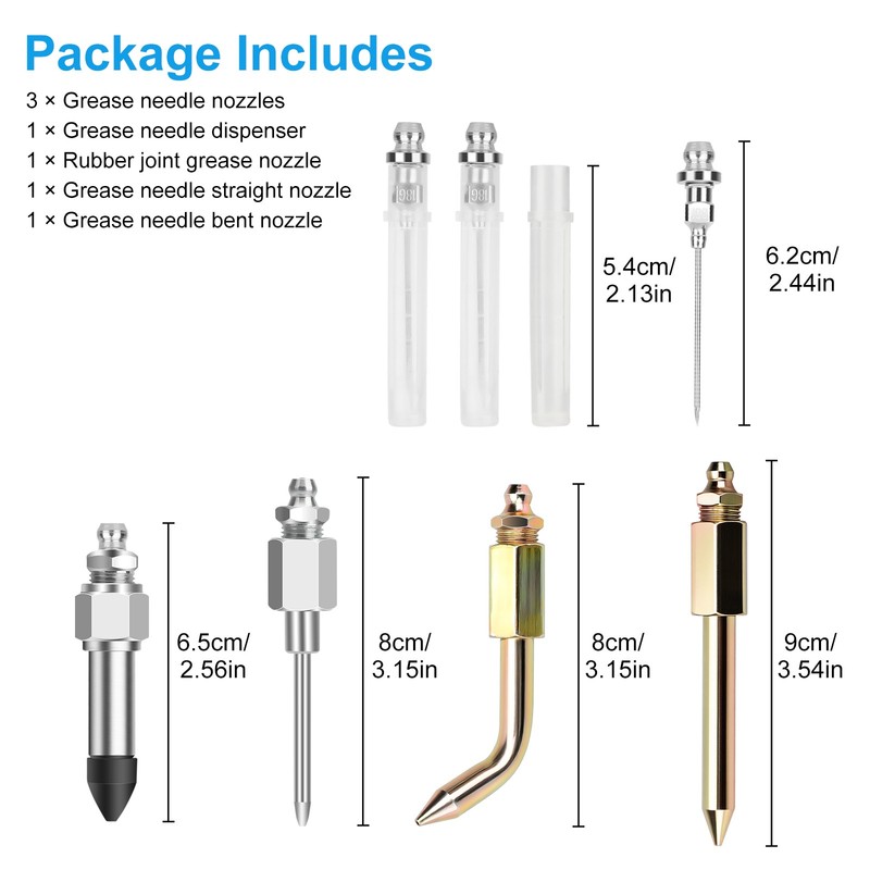 7pcs Grease Gun Accessory Kit Needle Tips Elbow Adapter Dispenser Rubber Nozzle gallery