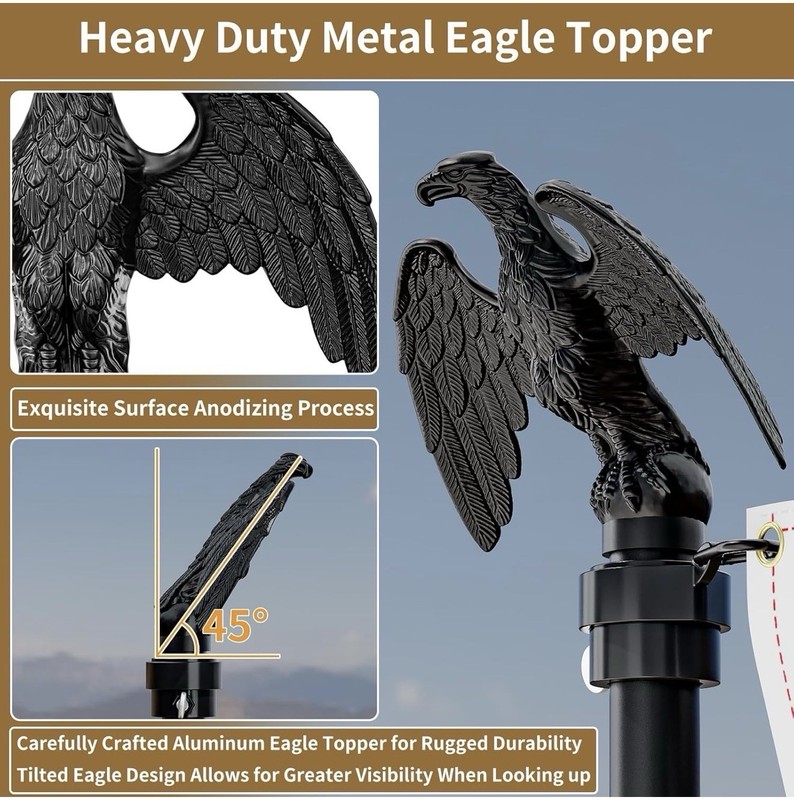 8’ Ft Indoor American Flag Pole Stand Set w/ Flag Eagle Topper Weighted Base USA gallery