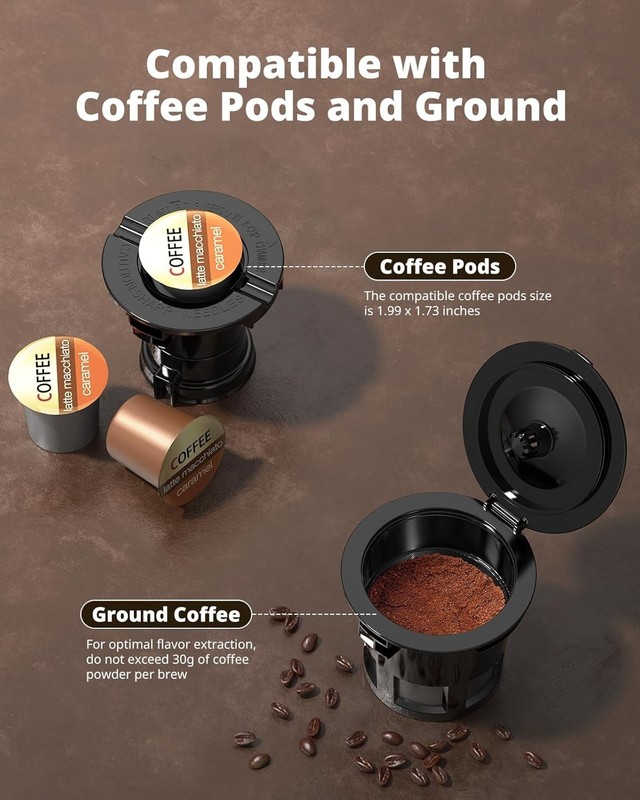 AIRMSEN Grind & Brew Coffee Maker Single Serve K-Cup Grinder Black gallery