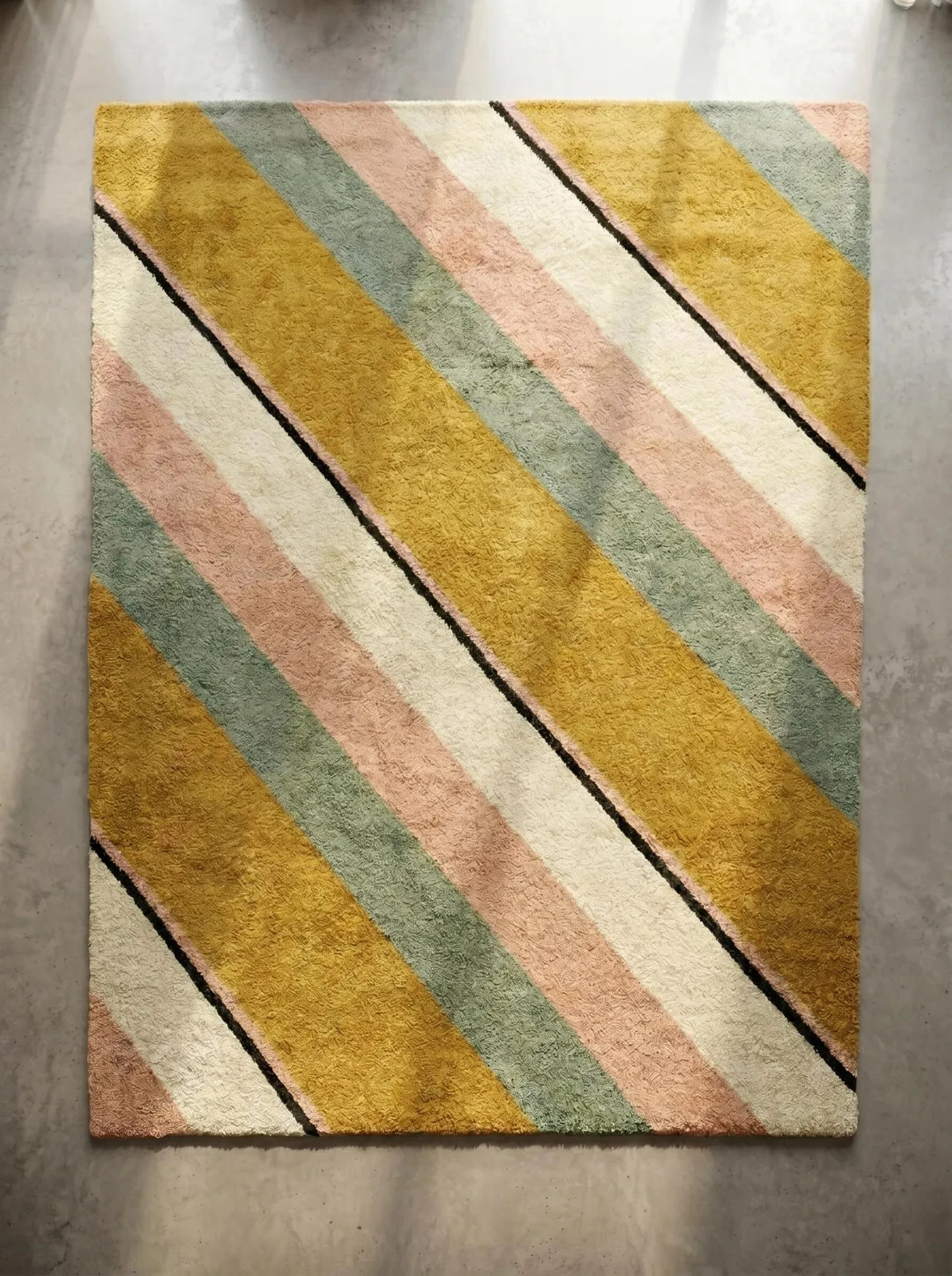 Handmade Pastel Striped Tufted Rug –Modern Scandinavian Area Rug, Soft Geometric gallery