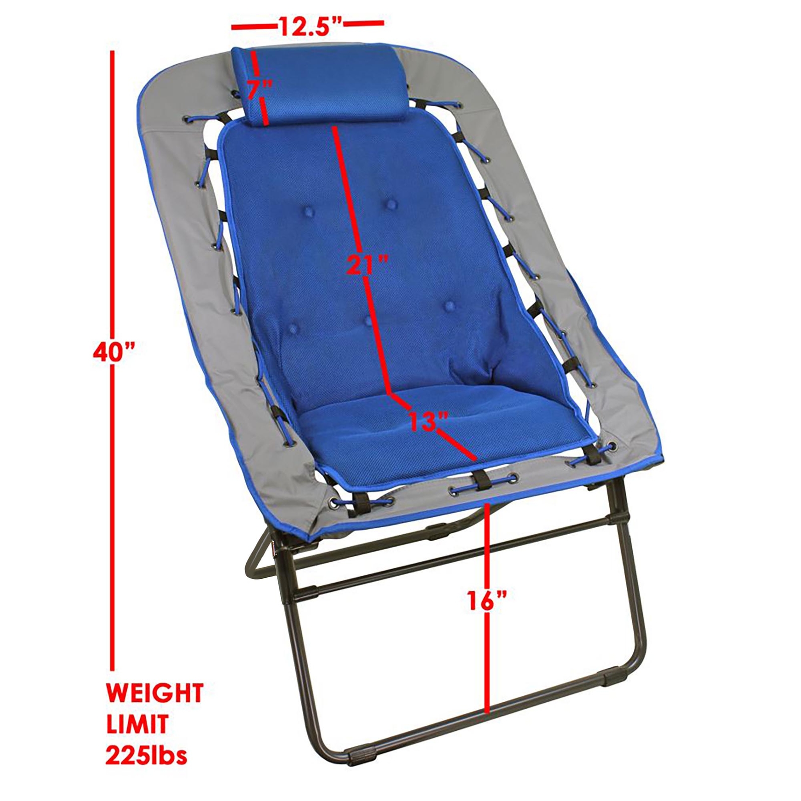 Zenithen Foldable Rectangular Air Mesh Outdoor Bungee Chair, Blue/Gra Pack of 1 gallery