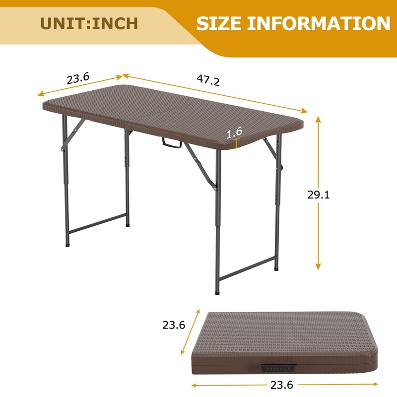 4FT Folding Table Half Portable Foldable Table Picnic Table for Office Home gallery