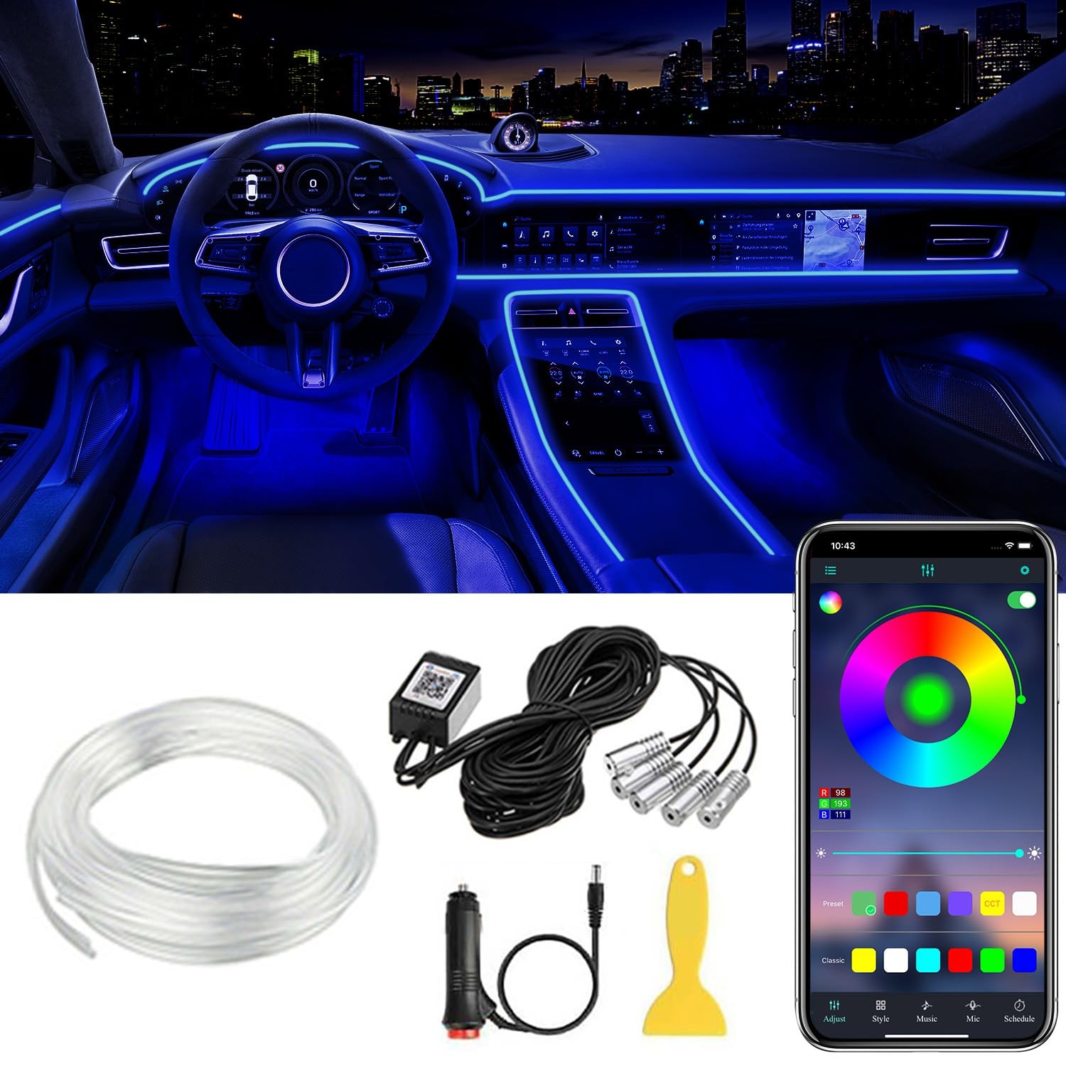Interior Car LED Strip Lights APP Control, 5 in 1 RGB 16 5 In 1 with APP, gallery